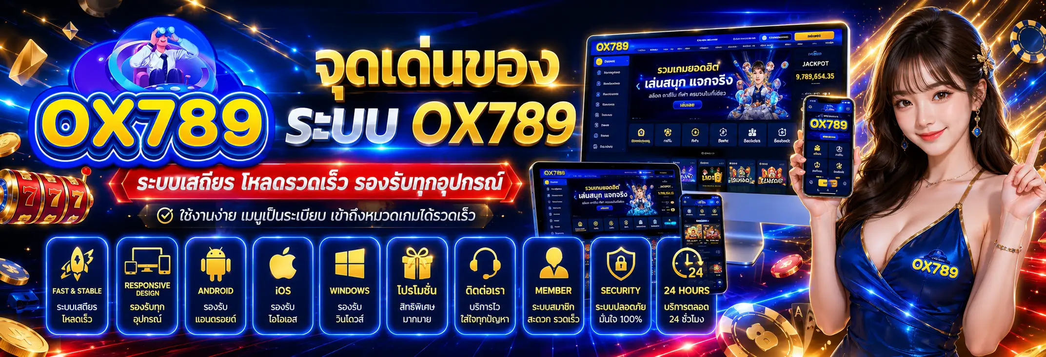 OX789 สล็อตออนไลน์ รองรับมือถือ แท็บเล็ต และคอมพิวเตอร์